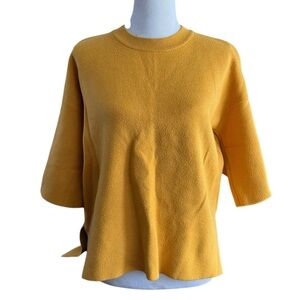 All:Row Knit Yellow Short Sleeve Sweater Top Size M